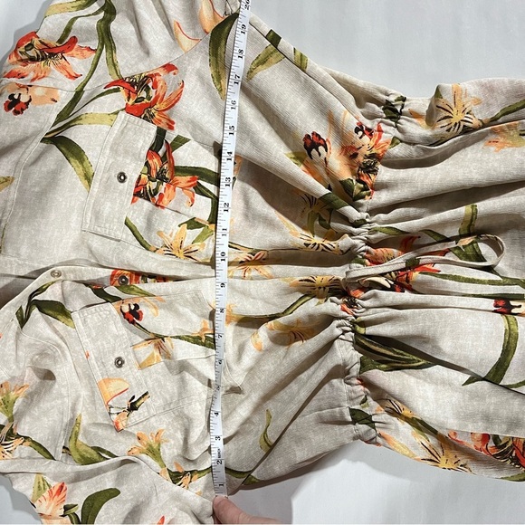 CHICO’S ~ NEW Spring Lily Utility Shirt Roll Tab Sleeves Waist Tie - Picture 9 of 10